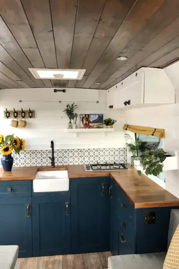 Autocaravana interior con plantas